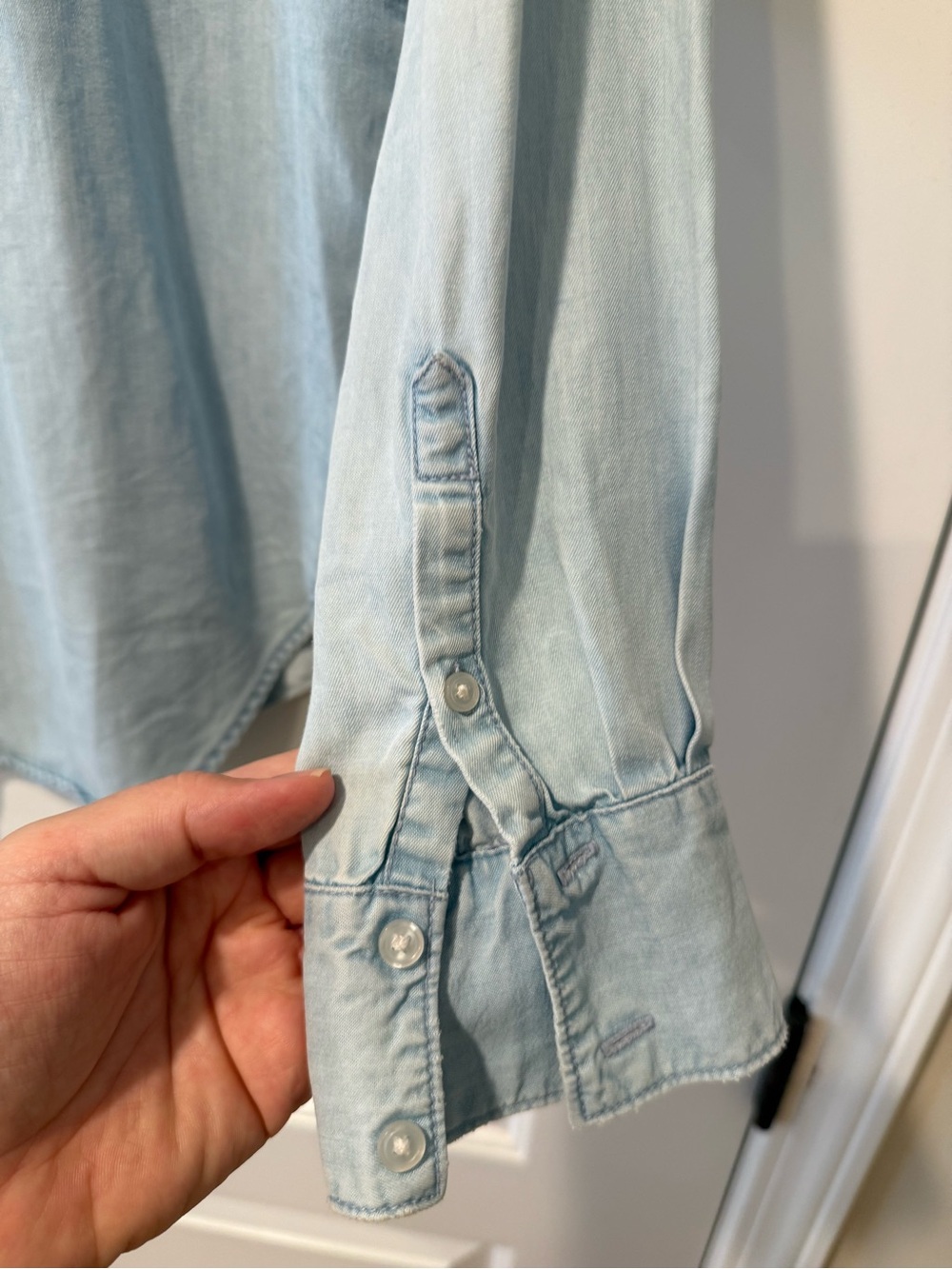 a new day Light Wash Chambray Button-Up Shirt - Picture 6 of 9